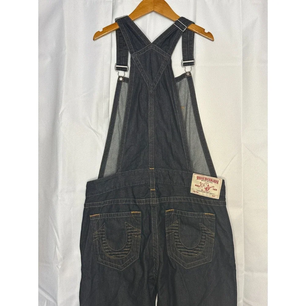 True Religion M Y2K Denim Overalls Moto Biker Carpenter Workwear Grunge 37x31